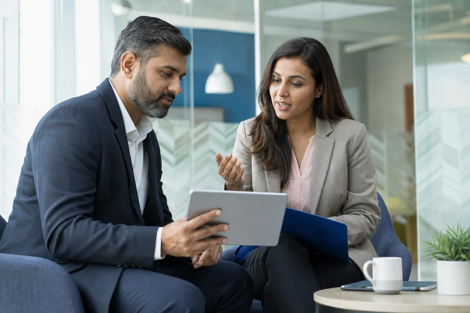 Hiring managers reviewing candidates together